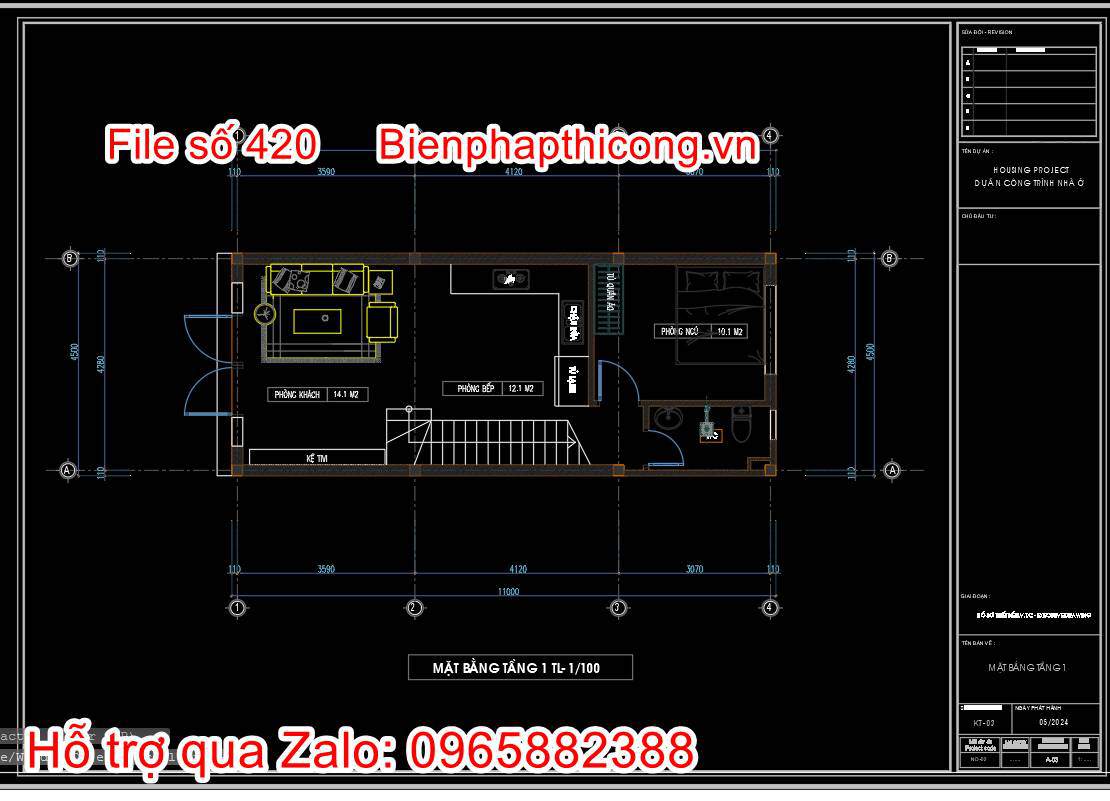 Hồ sơ bản vẽ thiết kế nhà phố 2 tầng 4,5m x 11m full cad 6 Bản vẽ mặt bằng tầng 1 nhà 2 tầng cad.
