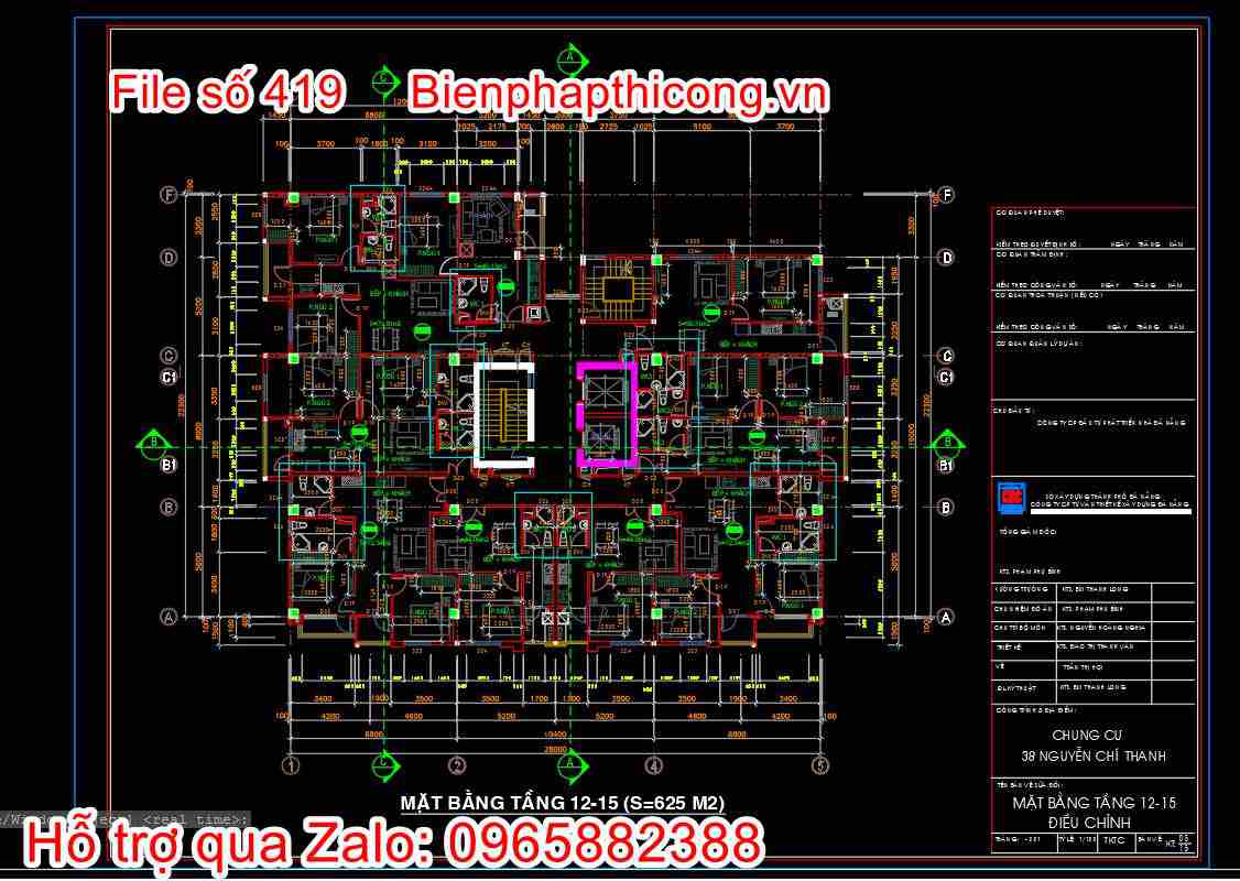 Bản vẽ thiết kế nhà chung cư 18 tầng autocad hay. 5 Bản vẽ mặt bằng tầng 12 đến tầng 15 chung cư 18 tầng cad.