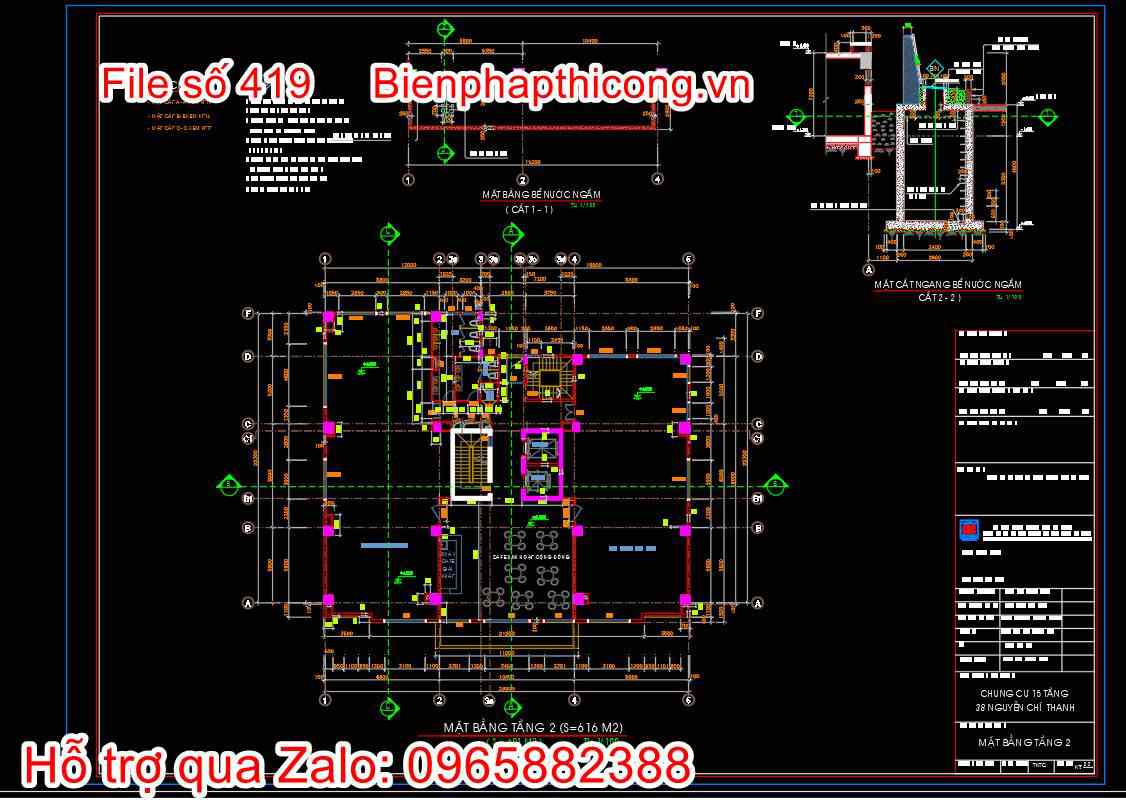 Bản vẽ thiết kế nhà chung cư 18 tầng autocad hay. 3 Bản vẽ mặt bằng tầng 2 nhà chung cư 18 tầng cad