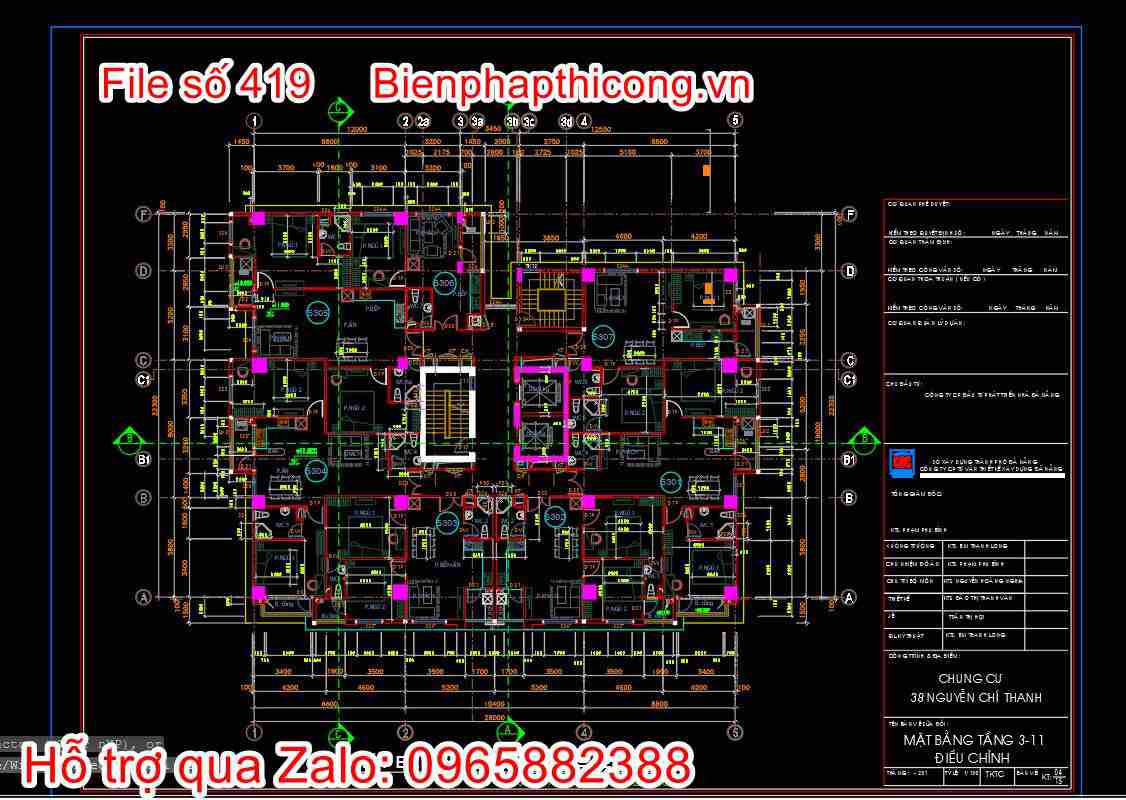 Bản vẽ thiết kế nhà chung cư 18 tầng autocad hay. 4 Bản vẽ mặt bằng tầng 3 đến tầng 11 chung cư 18 tầng cad.