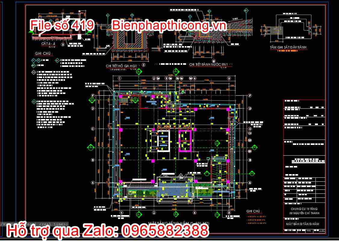 Bản vẽ thiết kế nhà chung cư 18 tầng autocad hay. 6 Bản vẽ mặt bằng tầng hầm chung cư 18 tầng cad.