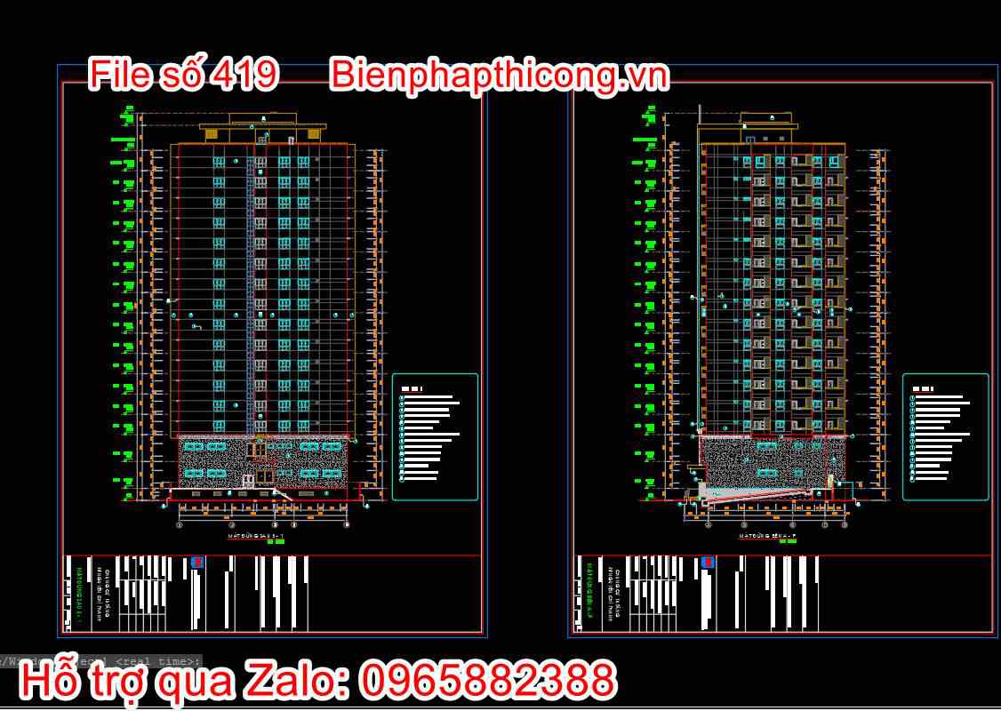 Bản vẽ thiết kế nhà chung cư 18 tầng autocad hay. 11 Bản vẽ mặt đứng nhà chung cư autocad.