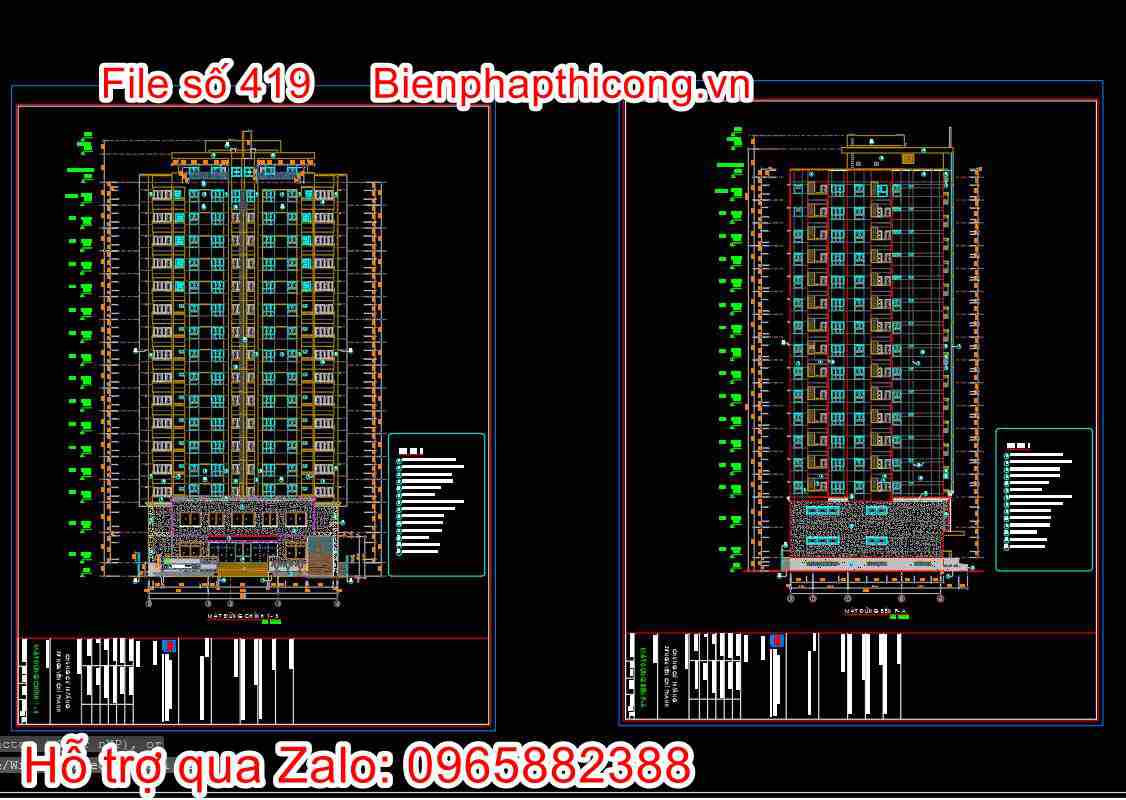 Bản vẽ thiết kế nhà chung cư 18 tầng autocad hay. 12 Bản vẽ mặt đứng chung cư cad.
