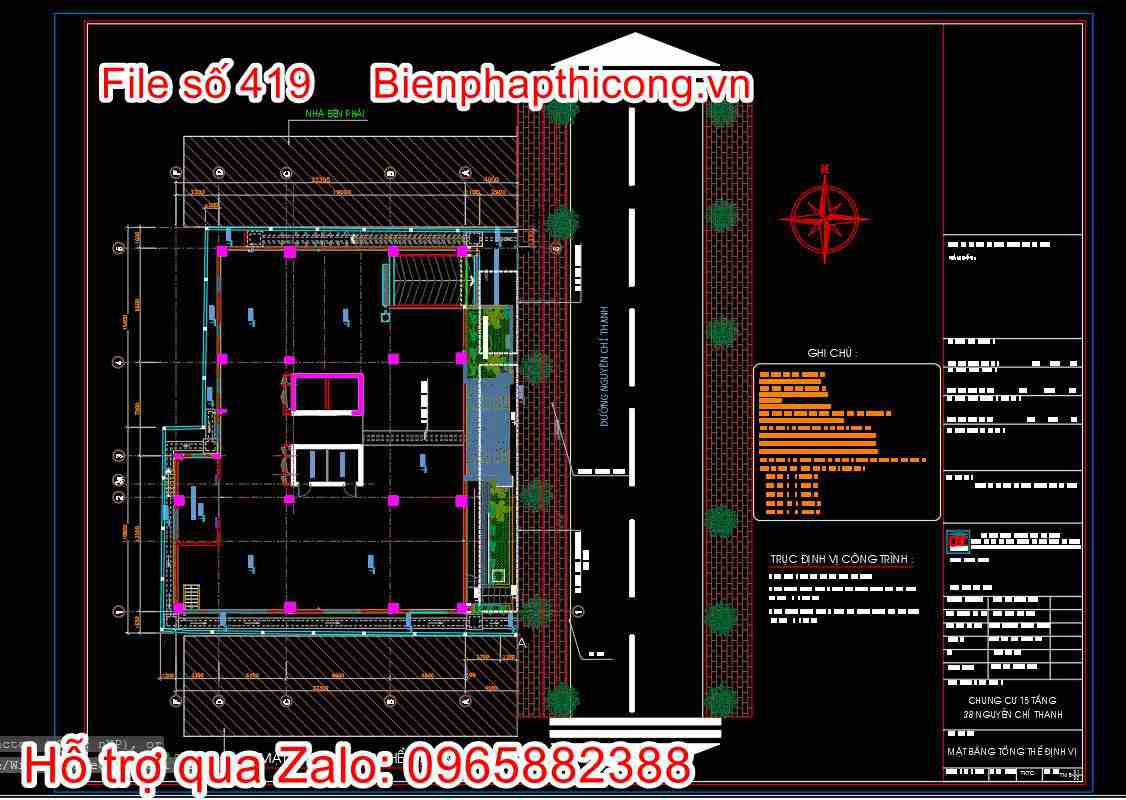 Bản vẽ thiết kế nhà chung cư 18 tầng autocad hay. 1 Bản vẽ mặt bằng tổng thể định vị chung cư cad