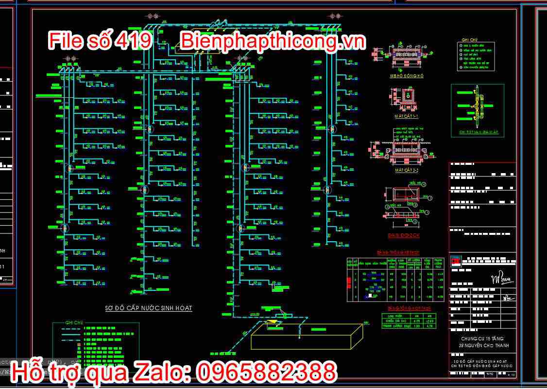 Bản vẽ thiết kế nhà chung cư 18 tầng autocad hay. 33 Bản vẽ sở đồ cấp nước sinh hoạt cad.
