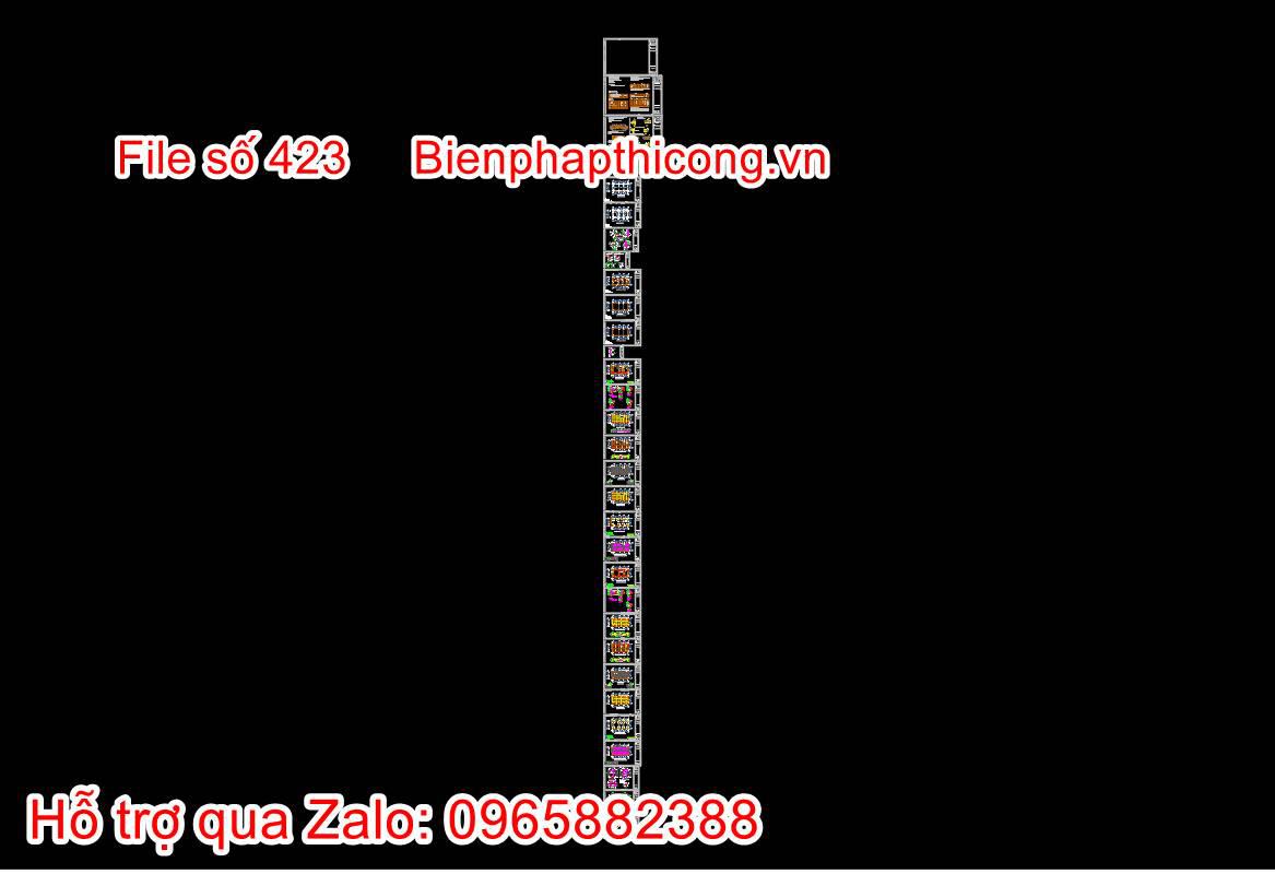 Bản vẽ thiết kế nhà phố 2 tầng kết cấu 7m x 14m