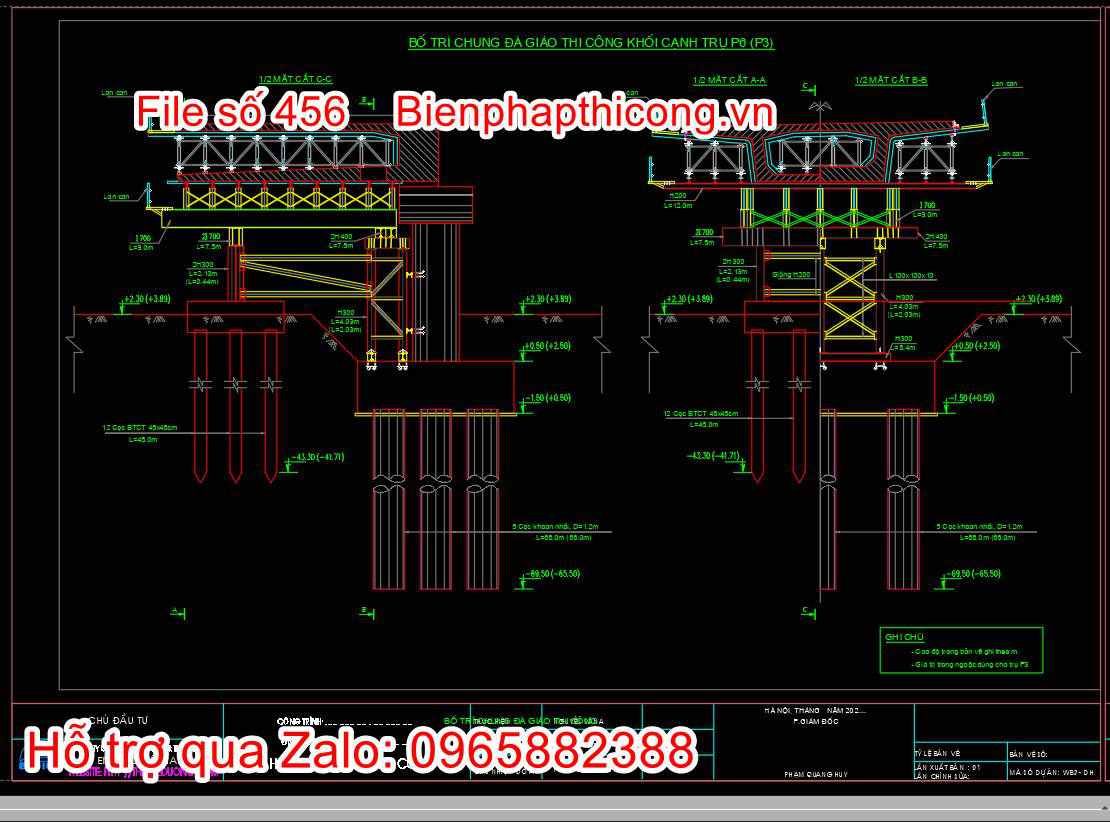 Bố trí đà giáo thi công khối cạnh trụ