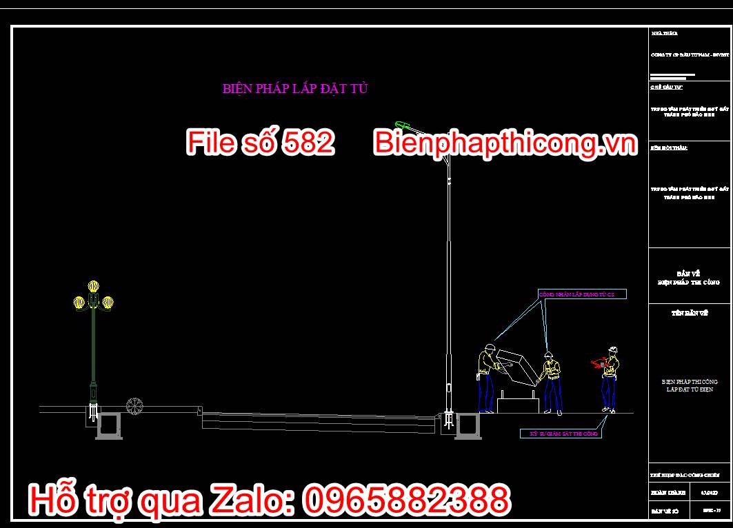 Bản vẽ biện pháp thi công công trình hạ tầng kỹ thuật cad. 41 Bản vẽ biện pháp lắp đặt tủ