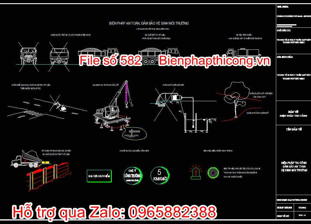 Bản vẽ biện pháp thi công công trình hạ tầng kỹ thuật cad. 50 Bản vẽ biện pháp an toàn đảm bảo vệ sinh môi trường