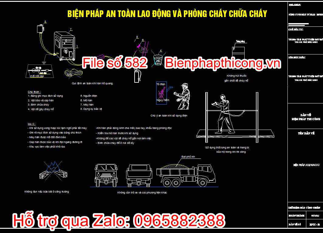 Bản vẽ biện pháp thi công công trình hạ tầng kỹ thuật cad. 51 Bản vẽ biện pháp an toàn lao động và PCCC