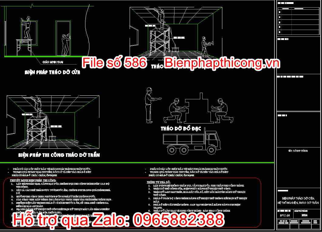 Bản vẽ biện pháp tháo dỡ của hệ thống điện, tháo dỡ trần
