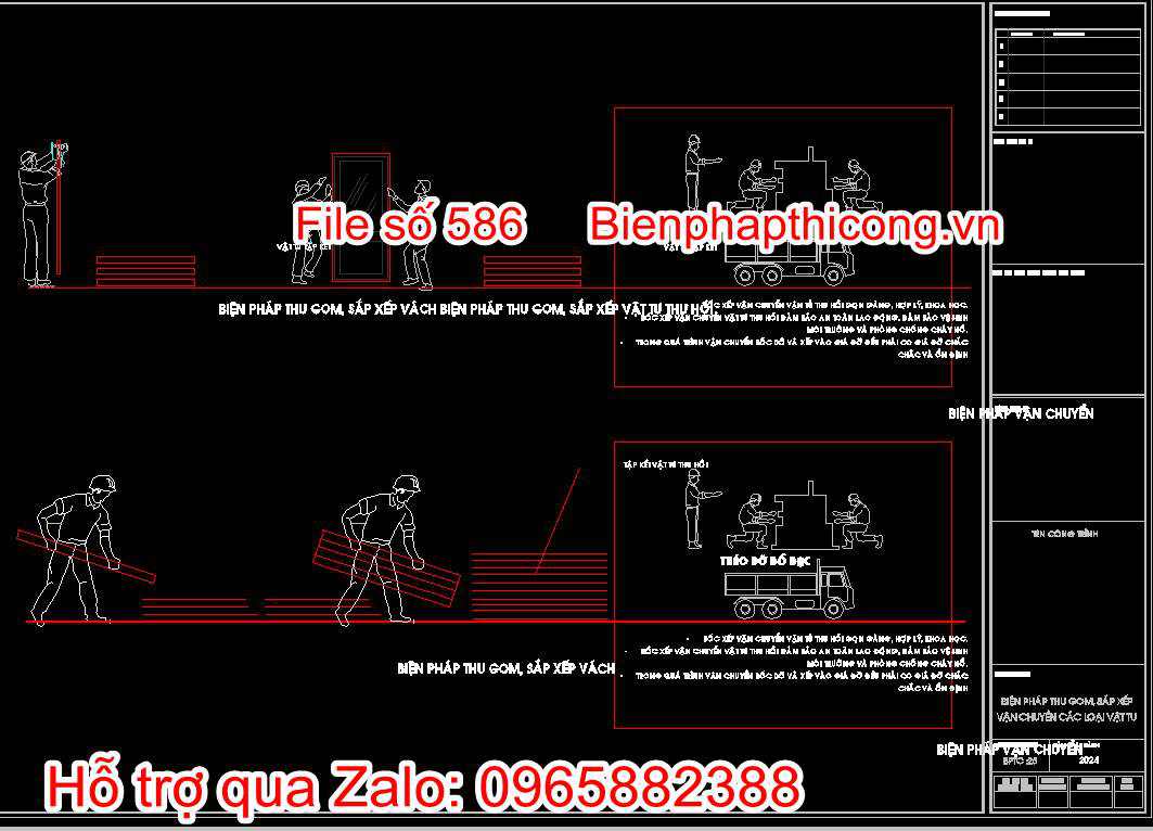 Bản vẽ biện pháp thu gom, sắp xếp vận chuyển các loại vật tư