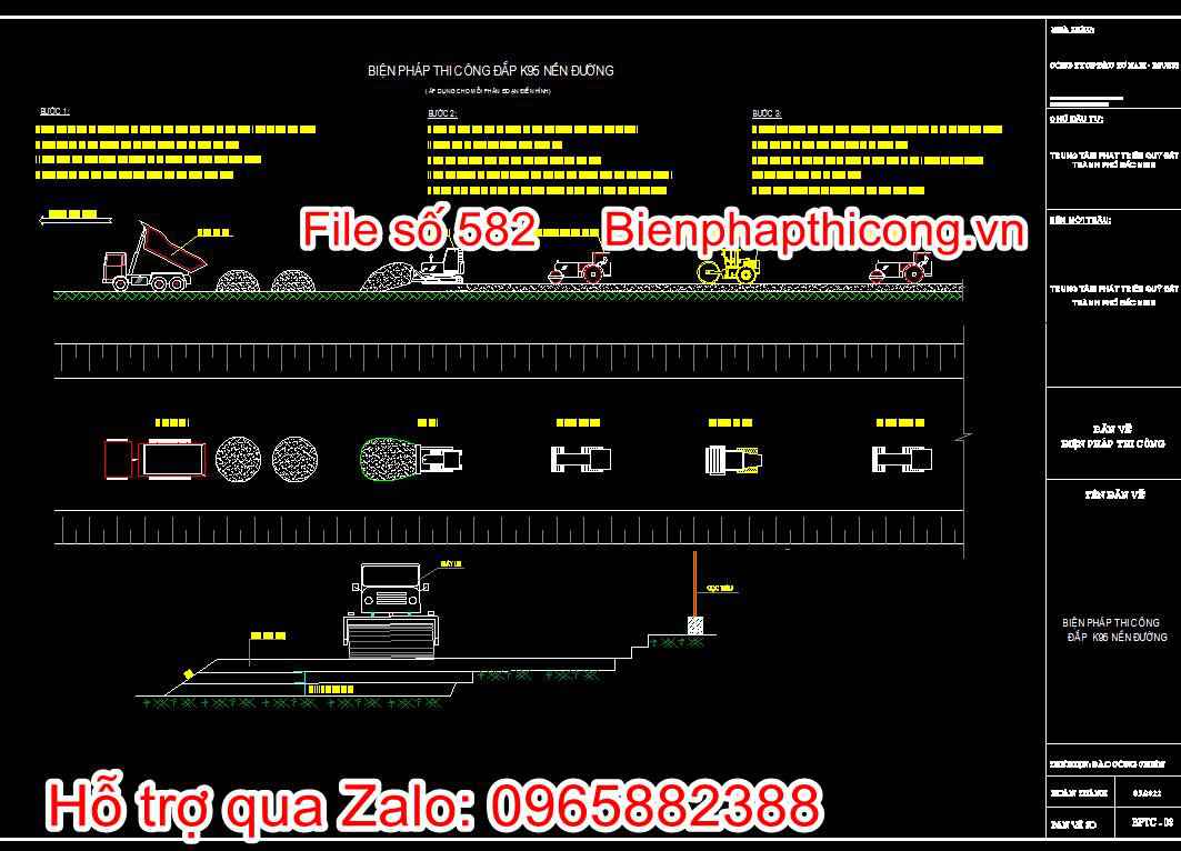 Bản vẽ biện pháp thi công công trình hạ tầng kỹ thuật cad. 9 Bản vẽ bptc đắp nền đường