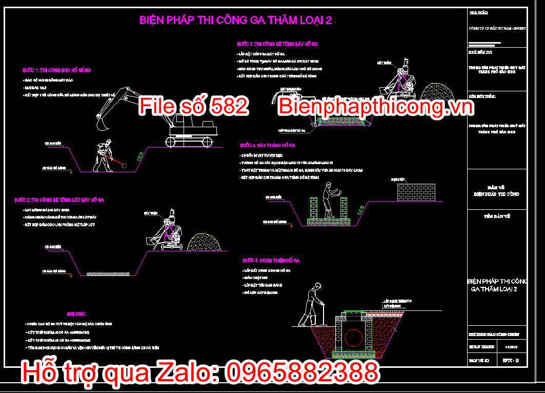 Bản vẽ biện pháp thi công công trình hạ tầng kỹ thuật cad. 17 Bản vẽ bptc ga thăm loại 2