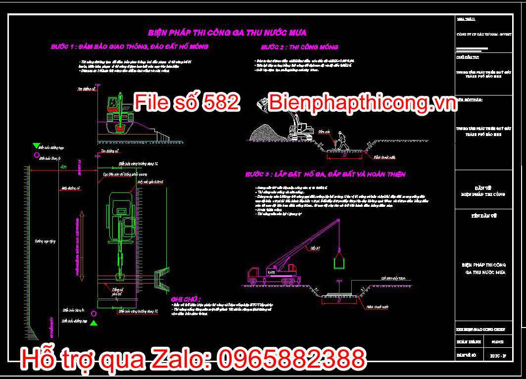 Bản vẽ biện pháp thi công công trình hạ tầng kỹ thuật cad. 18 Bản vẽ bptc ga thu nước mưa