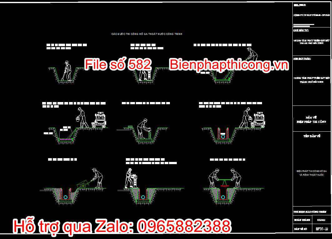 Bản vẽ biện pháp thi công công trình hạ tầng kỹ thuật cad. 21 Bản vẽ bptc hố ga và rãnh thoát nước 2