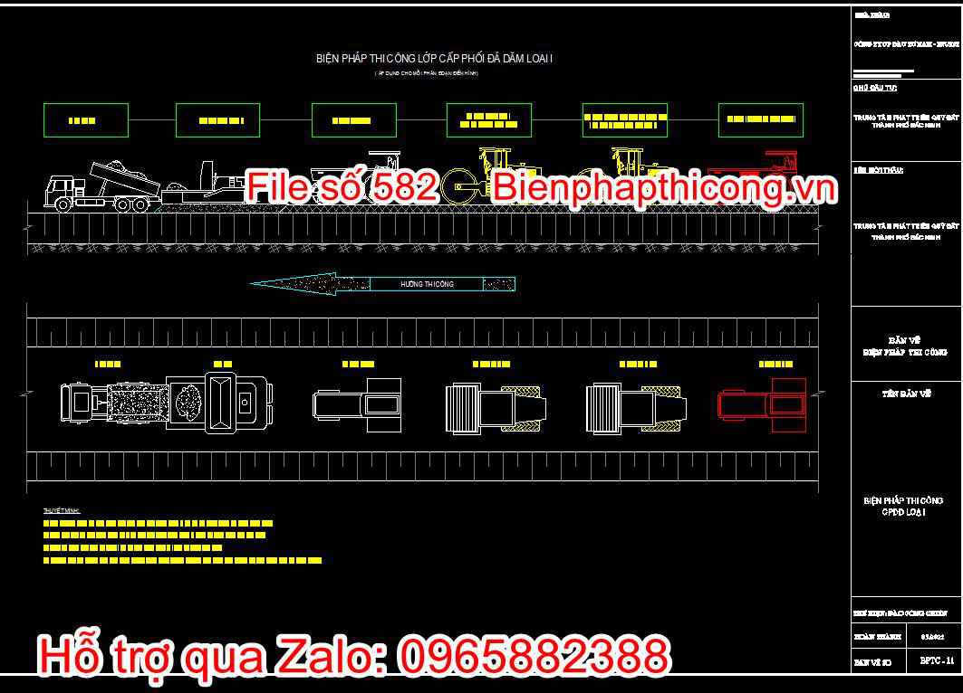 Bản vẽ biện pháp thi công công trình hạ tầng kỹ thuật cad. 10 Bản vẽ bptc lớp cấp phối đá dăm loại I