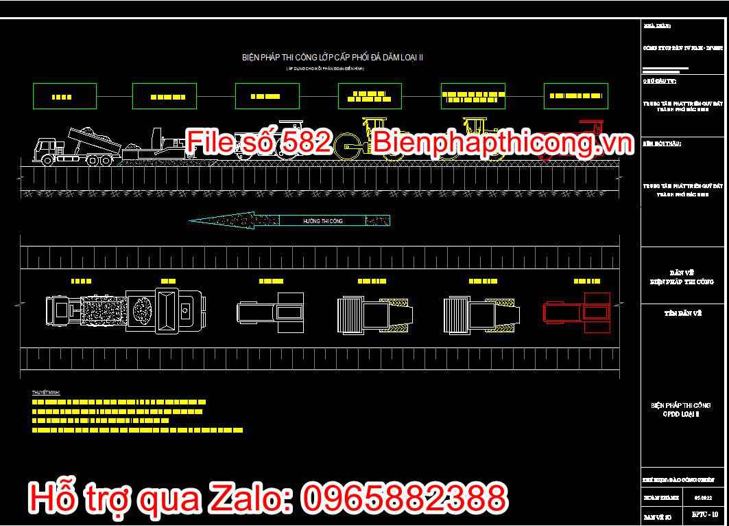 Bản vẽ biện pháp thi công công trình hạ tầng kỹ thuật cad. 11 Bản vẽ bptc lớp cấp phối đá dăm loại II