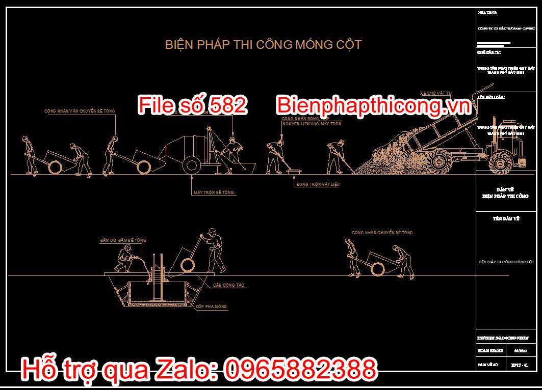 Bản vẽ biện pháp thi công công trình hạ tầng kỹ thuật cad. 33 Bản vẽ bptc móng cột