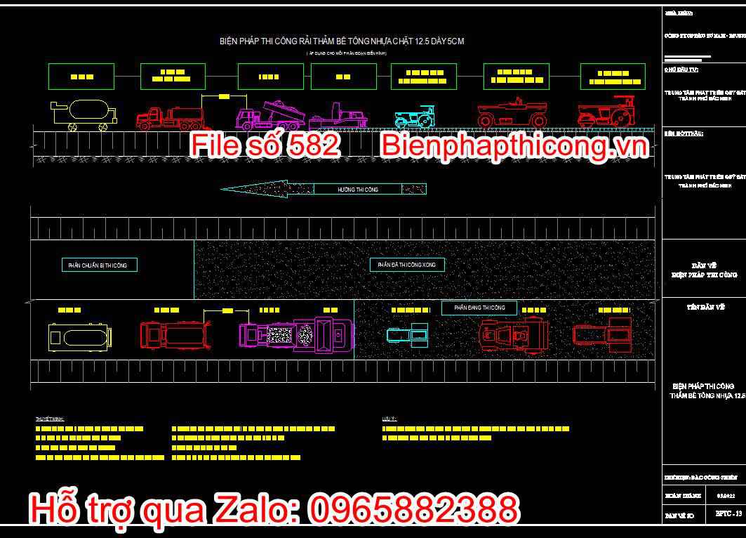 Bản vẽ biện pháp thi công công trình hạ tầng kỹ thuật cad. 12 Bản vẽ bptc rải thảm bê tông nhựa