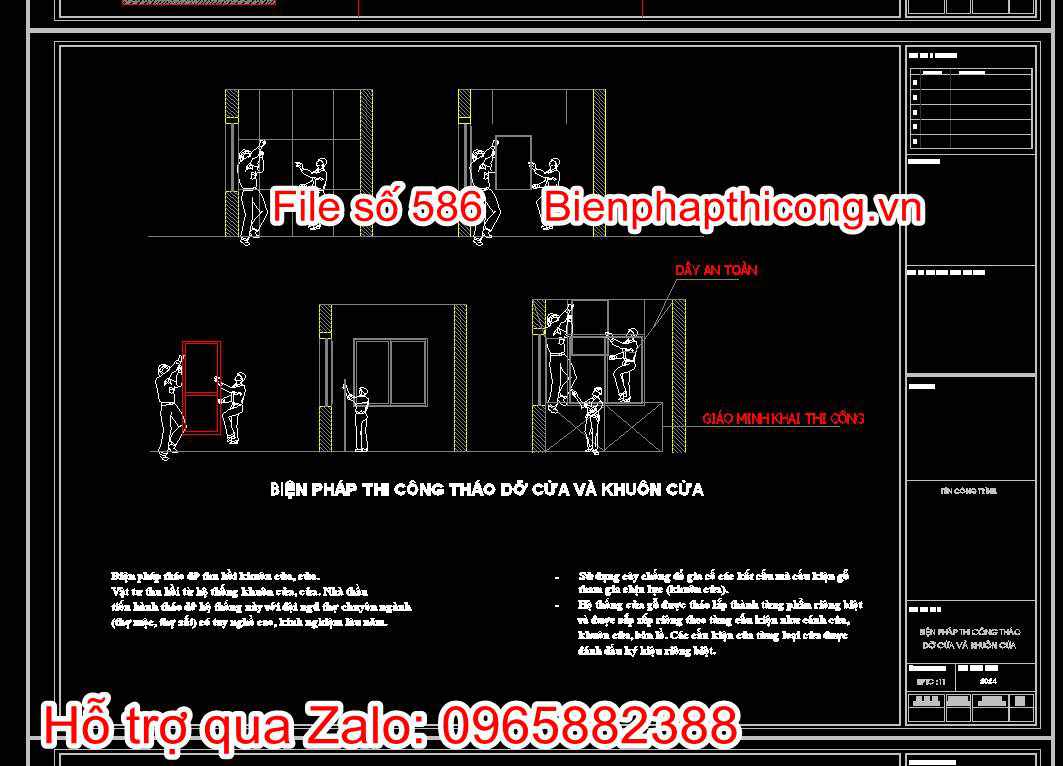 Bản vẽ biện pháp thi công tháo dỡ cửa và khuôn cửa