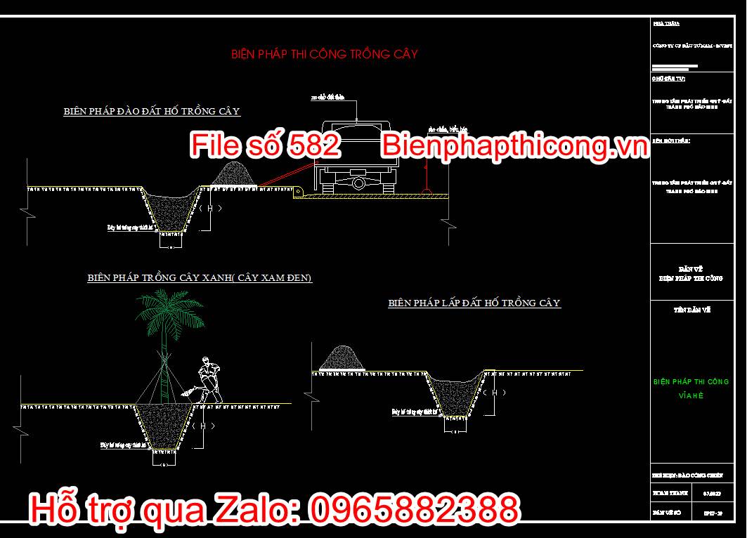 Bản vẽ biện pháp thi công công trình hạ tầng kỹ thuật cad. 49 Bản vẽ biện pháp thi công trồng cây