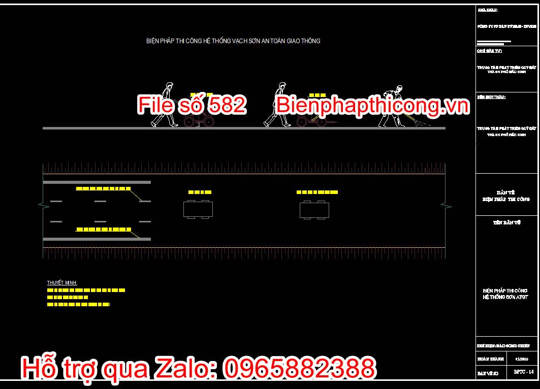 Bản vẽ biện pháp thi công công trình hạ tầng kỹ thuật cad. 14 Bản vẽ bptc hệ thống vạch sơn atgt