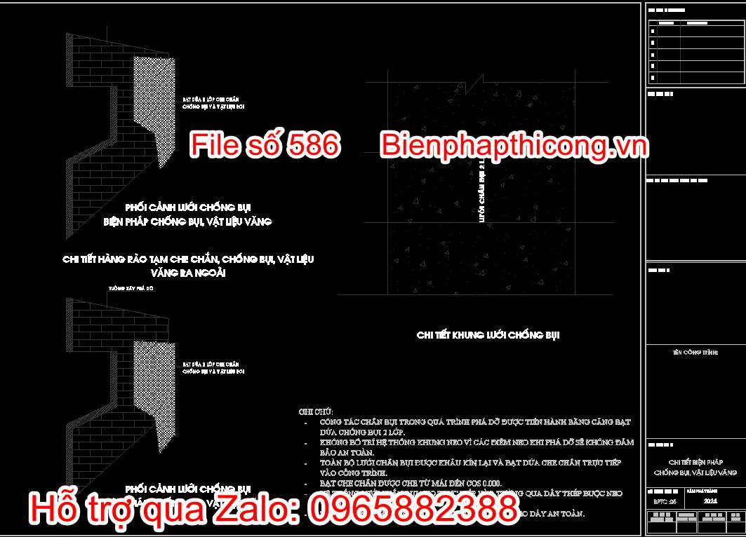 Bản vẽ chi tiết biện pháp chống bụi, vật liệu văng 1