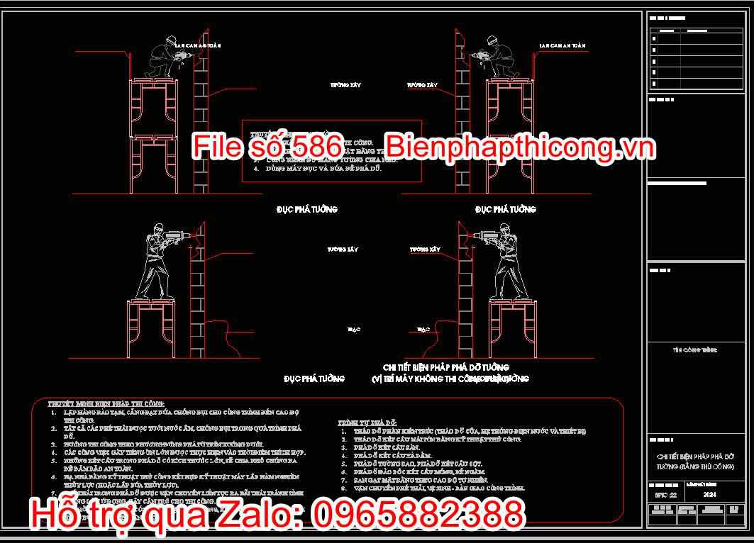 Bản vẽ chi tiết biện pháp phá dỡ tường