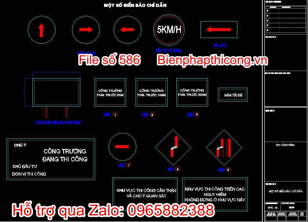 Bản vẽ một số biển báo chỉ dẫn