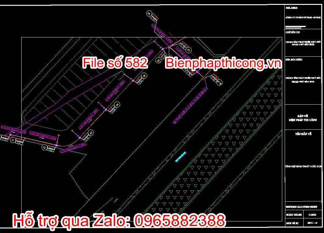 Bản vẽ biện pháp thi công công trình hạ tầng kỹ thuật cad. 22 Bản vẽ tổng mb thoát nước mưa