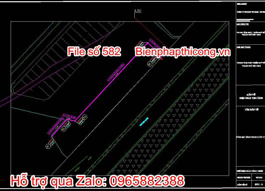 Bản vẽ biện pháp thi công công trình hạ tầng kỹ thuật cad. 23 Bản vẽ tổng mb thoát nước thải