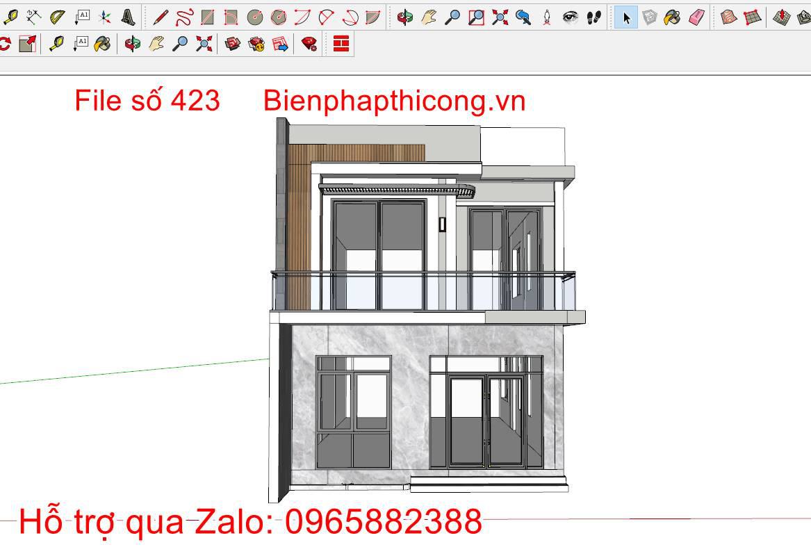 File 3d nhà phố 2 tầng 7m x 14m