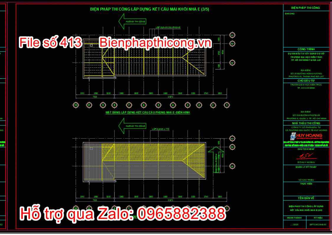 Hướng thi công lắp dựng kết cấu mái cad.