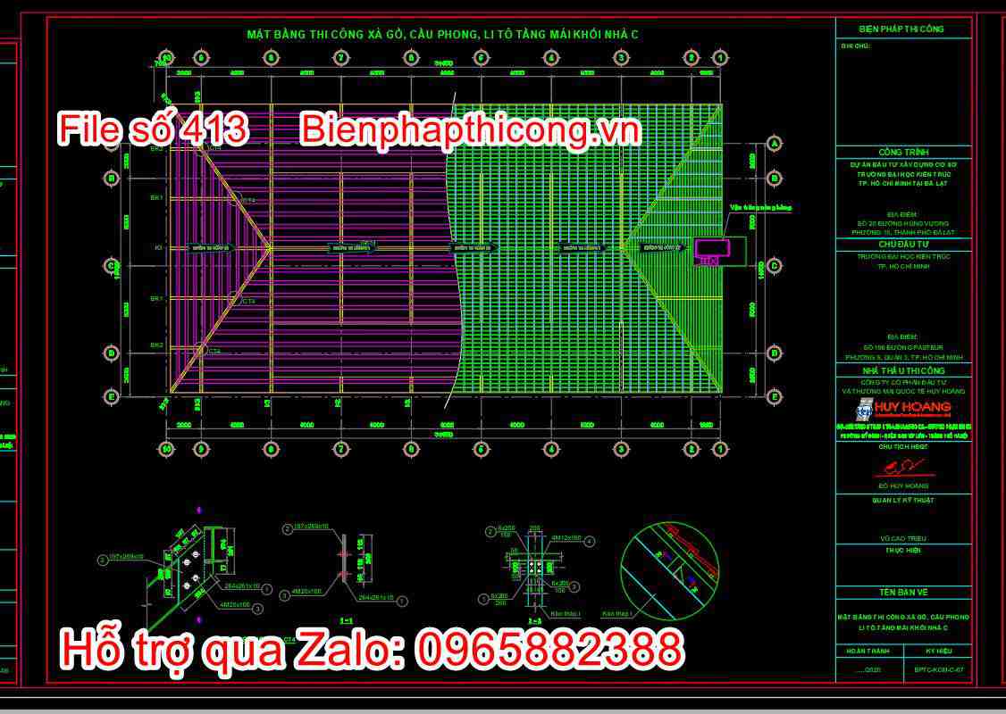 Mặt bằng biện pháp thi công cầu phong lito cad.