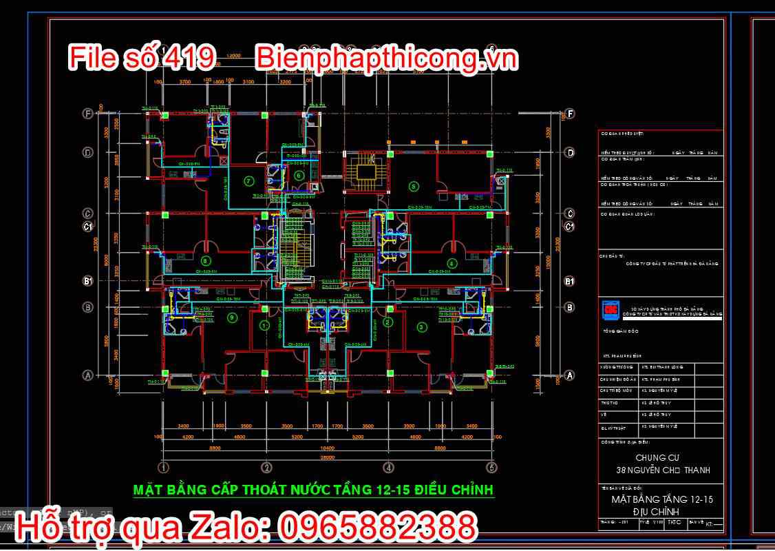 Bản vẽ thiết kế nhà chung cư 18 tầng autocad hay. 34 Mặt bằng cấp thoát nước nhà chung cư cad.