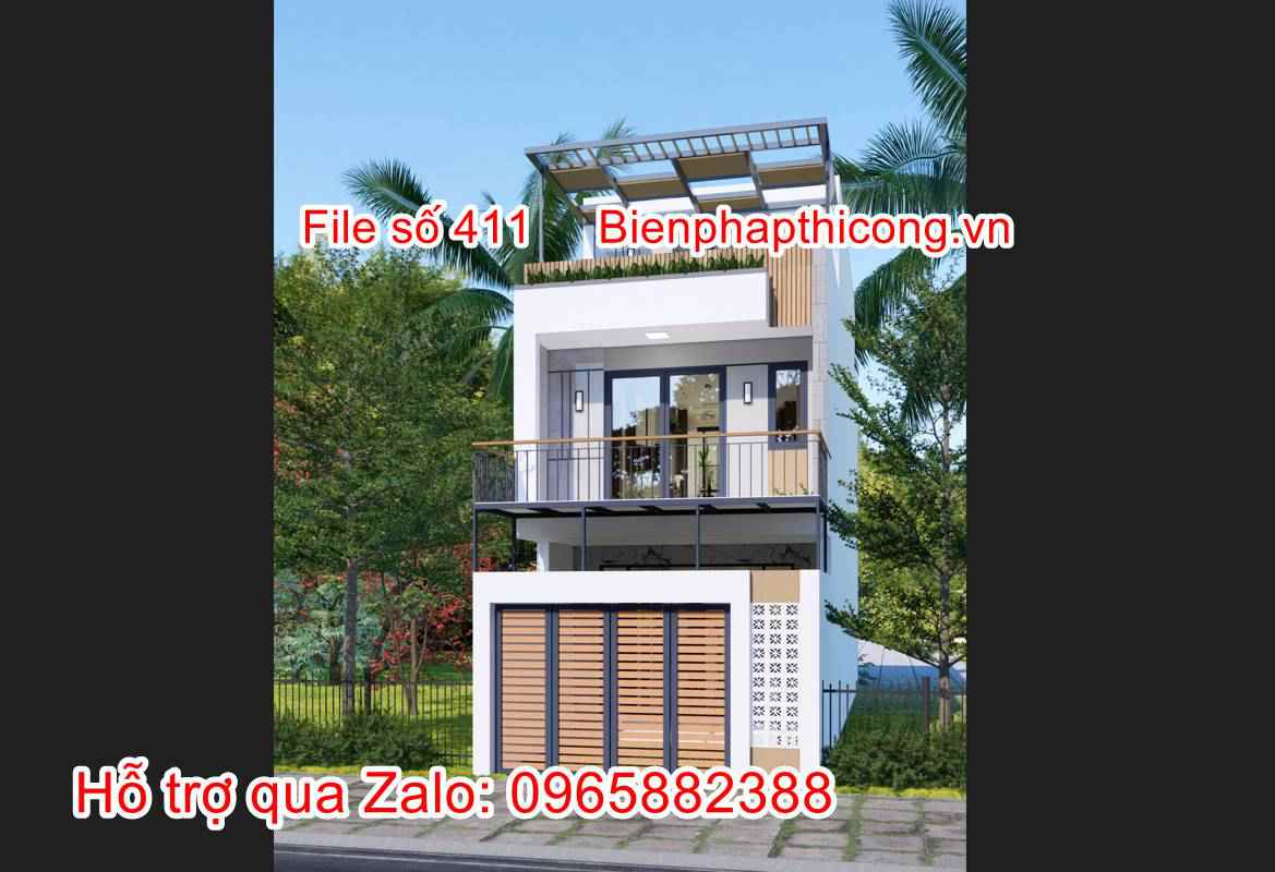 Mặt tiền 3d nhà ống 3 tầng 5m x 15m đẹp hiện đại