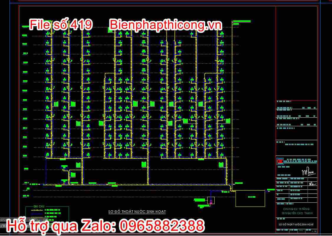 Bản vẽ thiết kế nhà chung cư 18 tầng autocad hay. 32 Sơ đồ thoát nước sinh hoạt nhà chung cư cad.