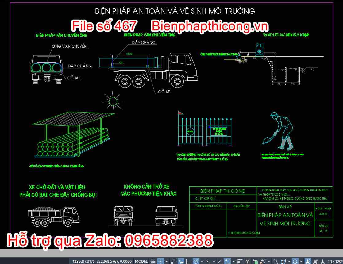 Bản vẽ biện pháp an toàn vệ sinh môi trường.
