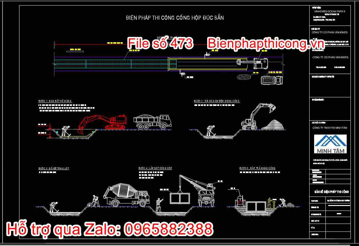 Bản vẽ biện pháp cống hộp đúc sẵn.