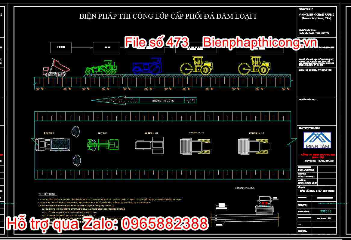 Bản vẽ biện pháp lớp cấp phối đá dăm loại 1.