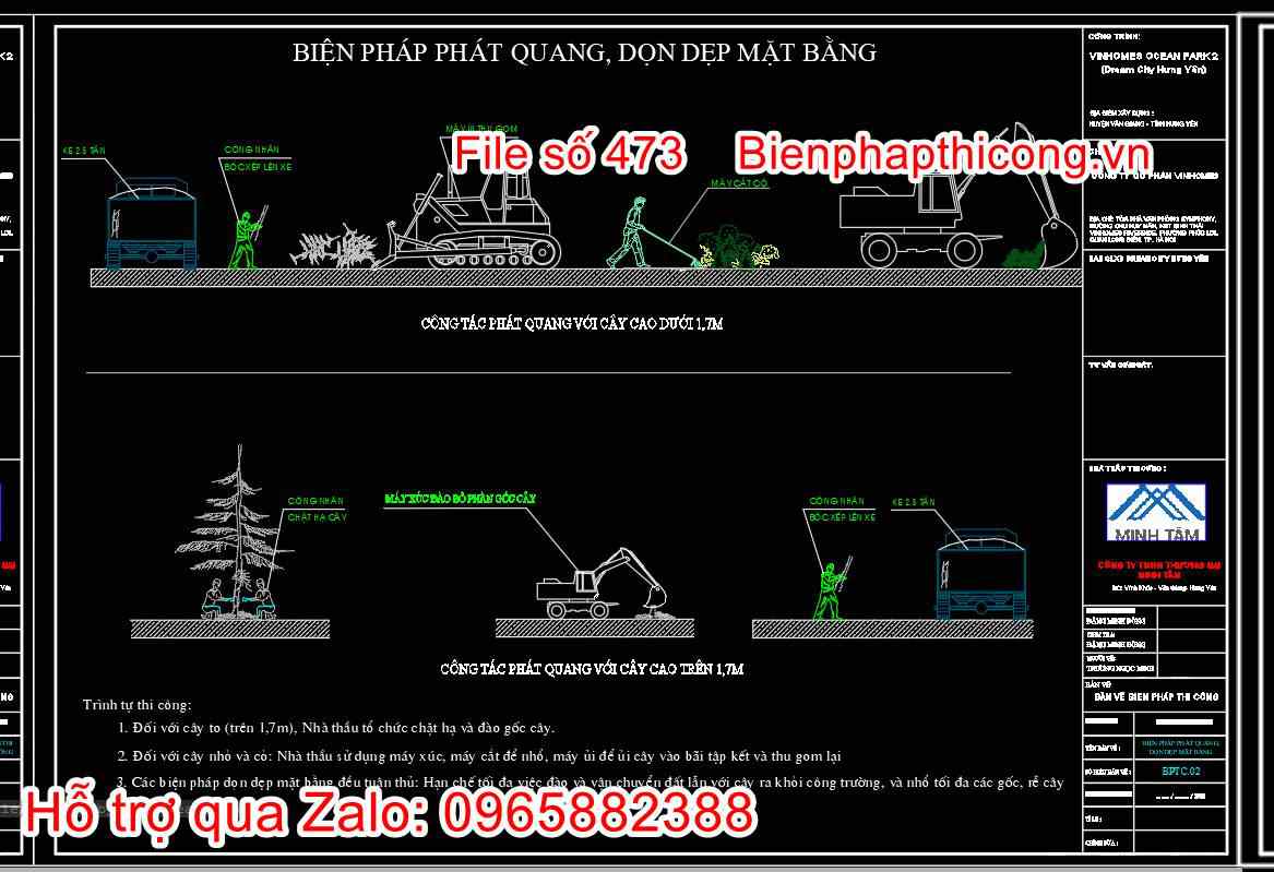 Bản vẽ biện pháp phát quang, dọn dẹp mặt bằng.