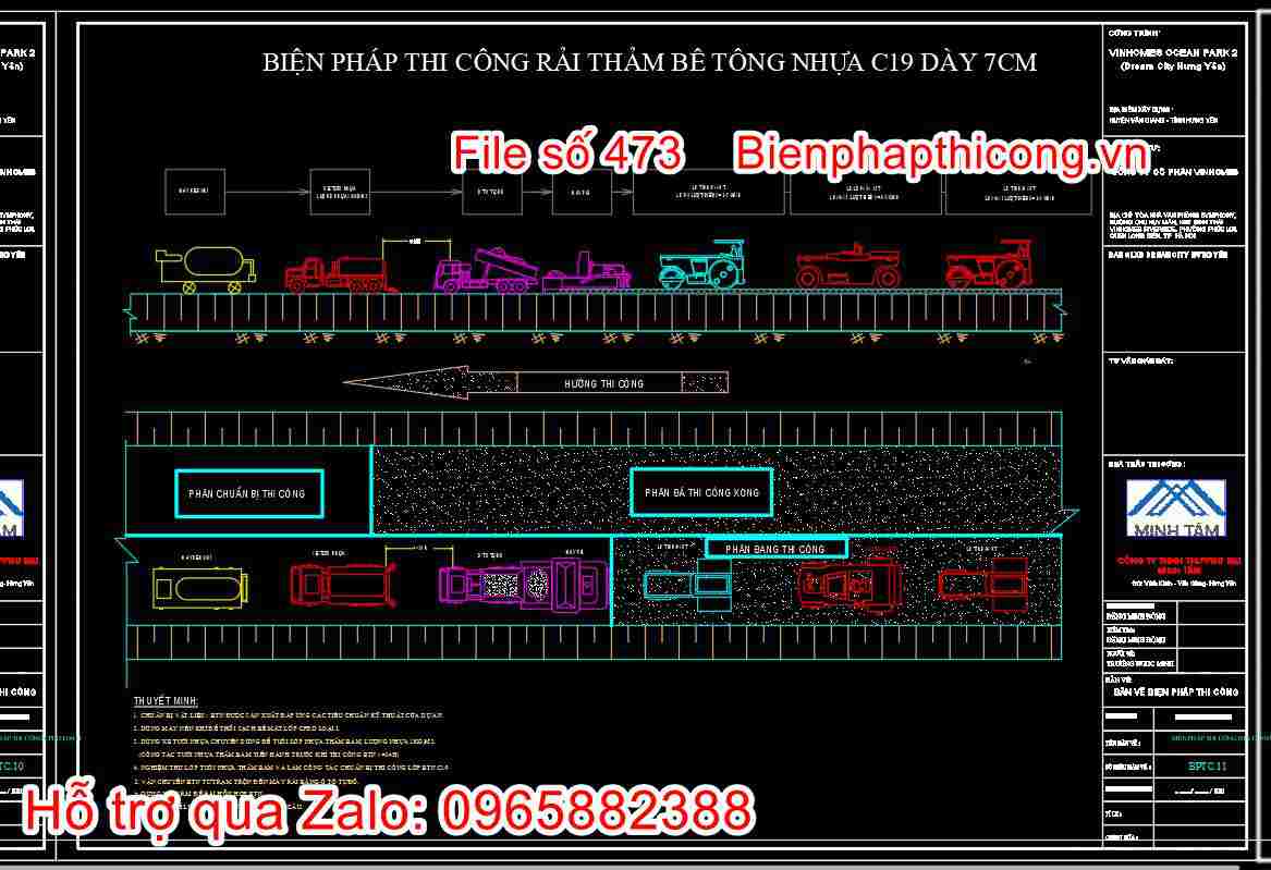 Bản vẽ biện pháp rải thảm bê tông nhựa.