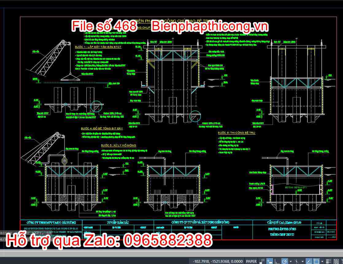 bản vẽ biện pháp hti công chủ đạo bệ trụ