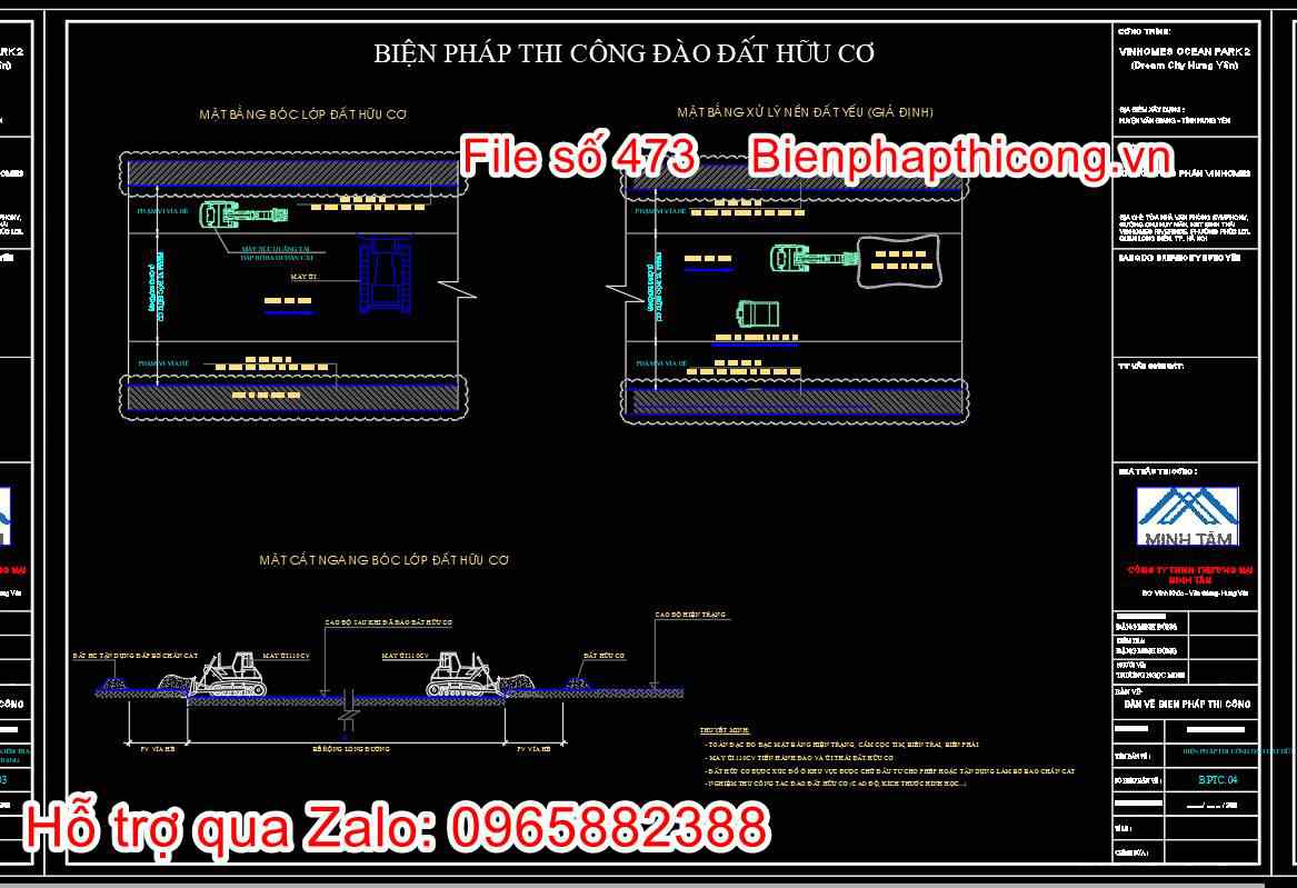 Bản vẽ biện pháp thi công đào đất hữu cơ.