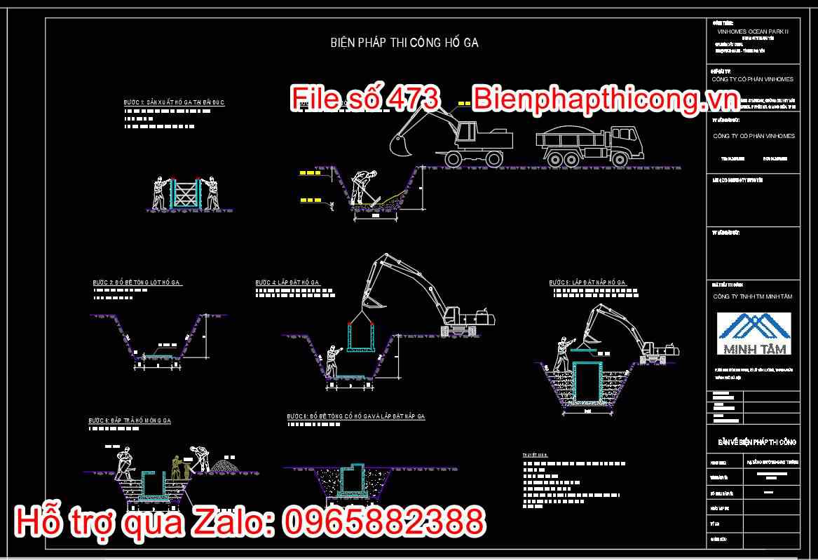 Bản vẽ biện pháp thi công hố ga.