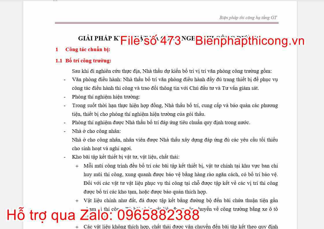 Bản vẽ kèm thuyết minh biện pháp thi công hạ tầng đường giao thông.