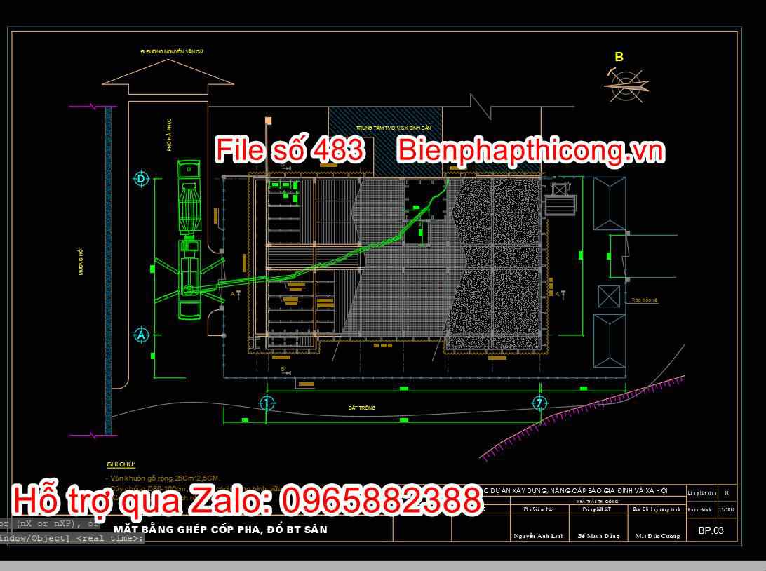 Bản vẽ mặt bằng ghép cốp pha đổ bê tông sàn gỗ