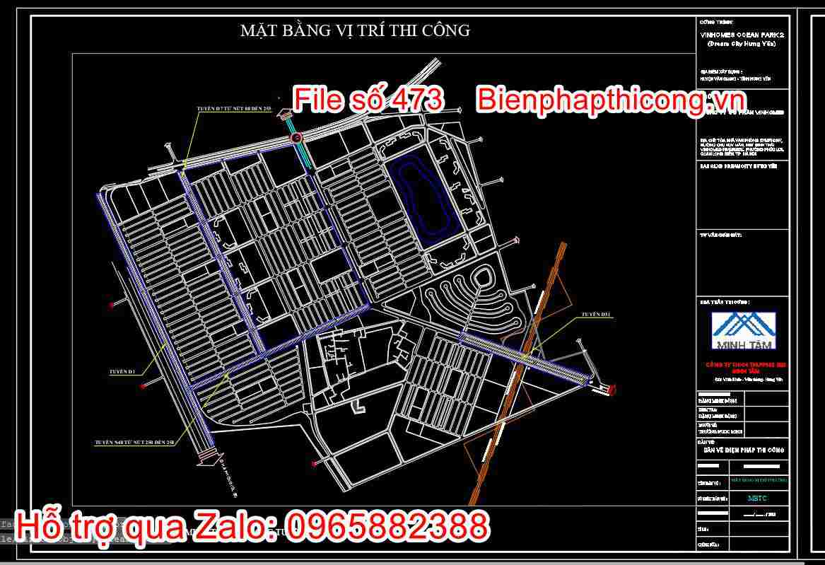Bản vẽ mặt bằng vị trí thi công.