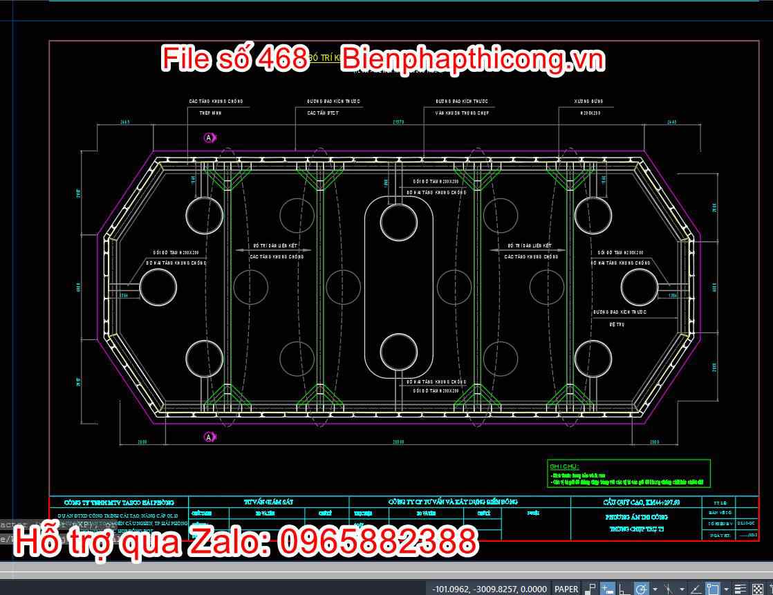 Bố trí khung chống thùng chụp. 